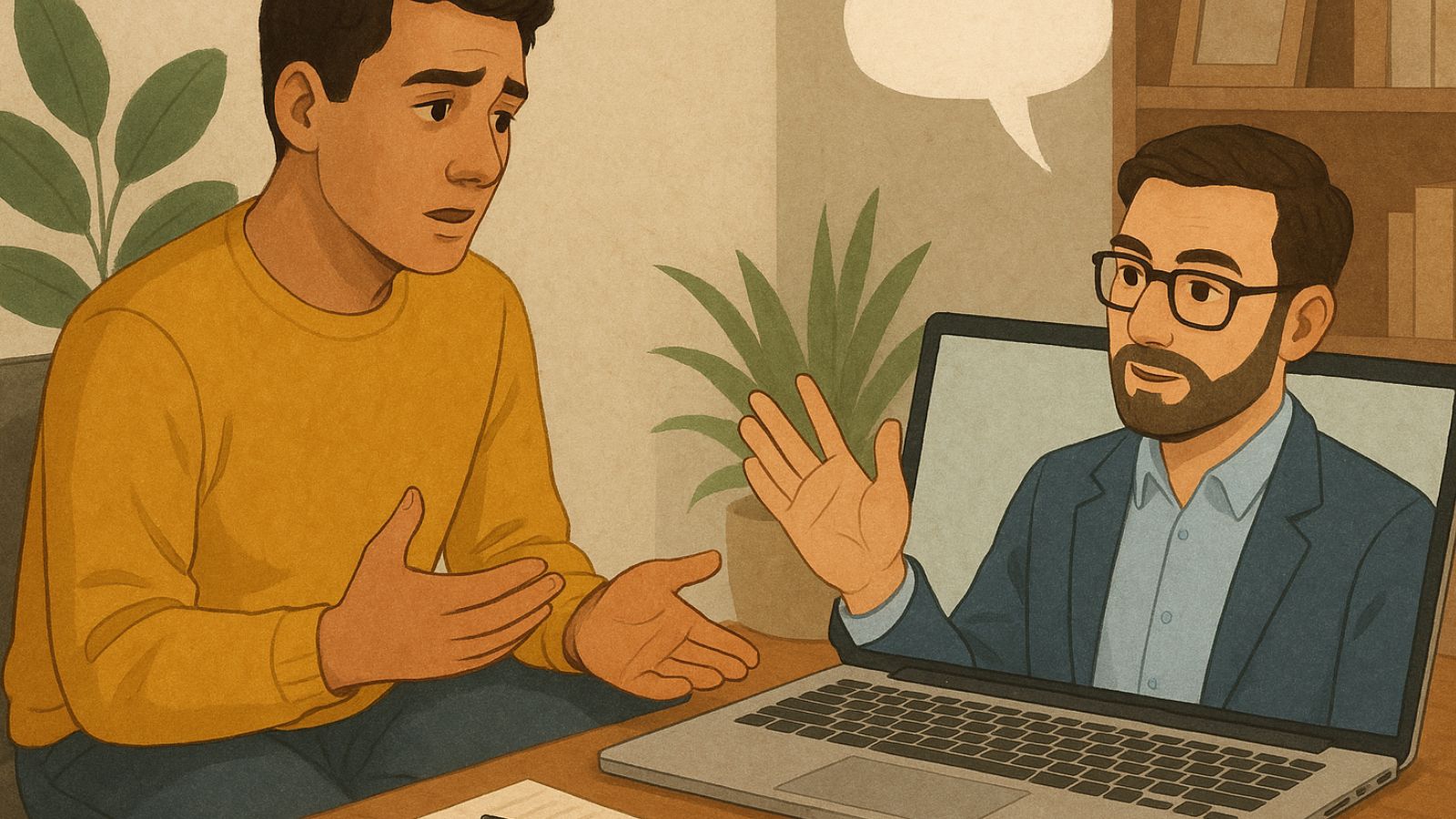 Homem se consultando com Inteligência Artificial