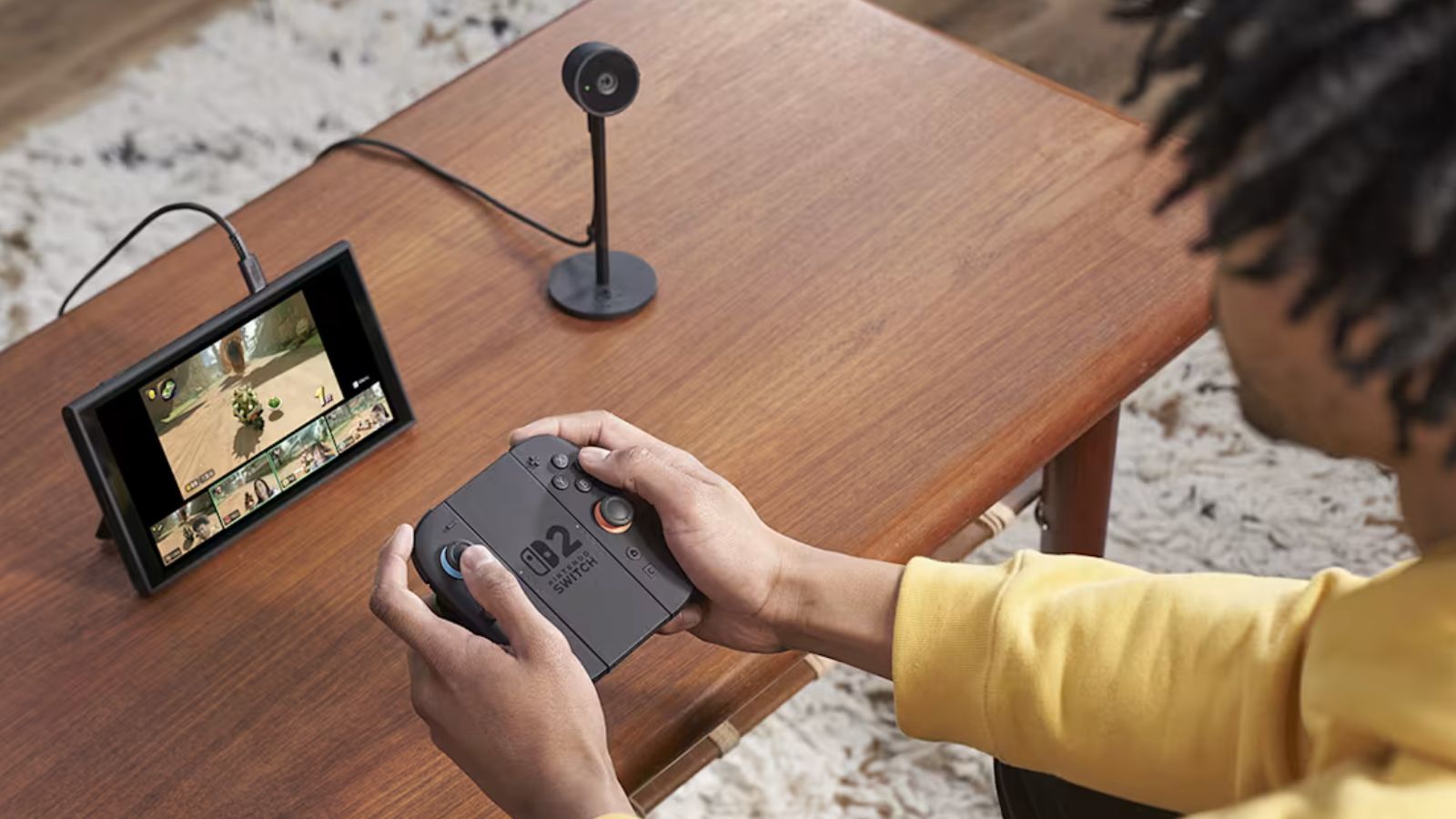 Jovem testando o Nintendo Switch 2