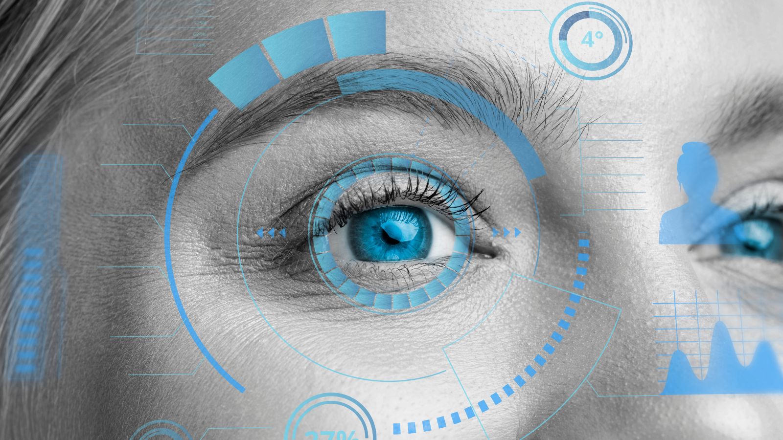 Olho de mulher sendo escaneado