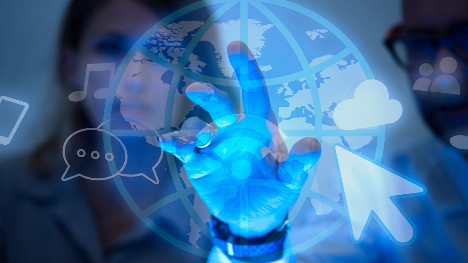 Pessoas negócio, usando, internet