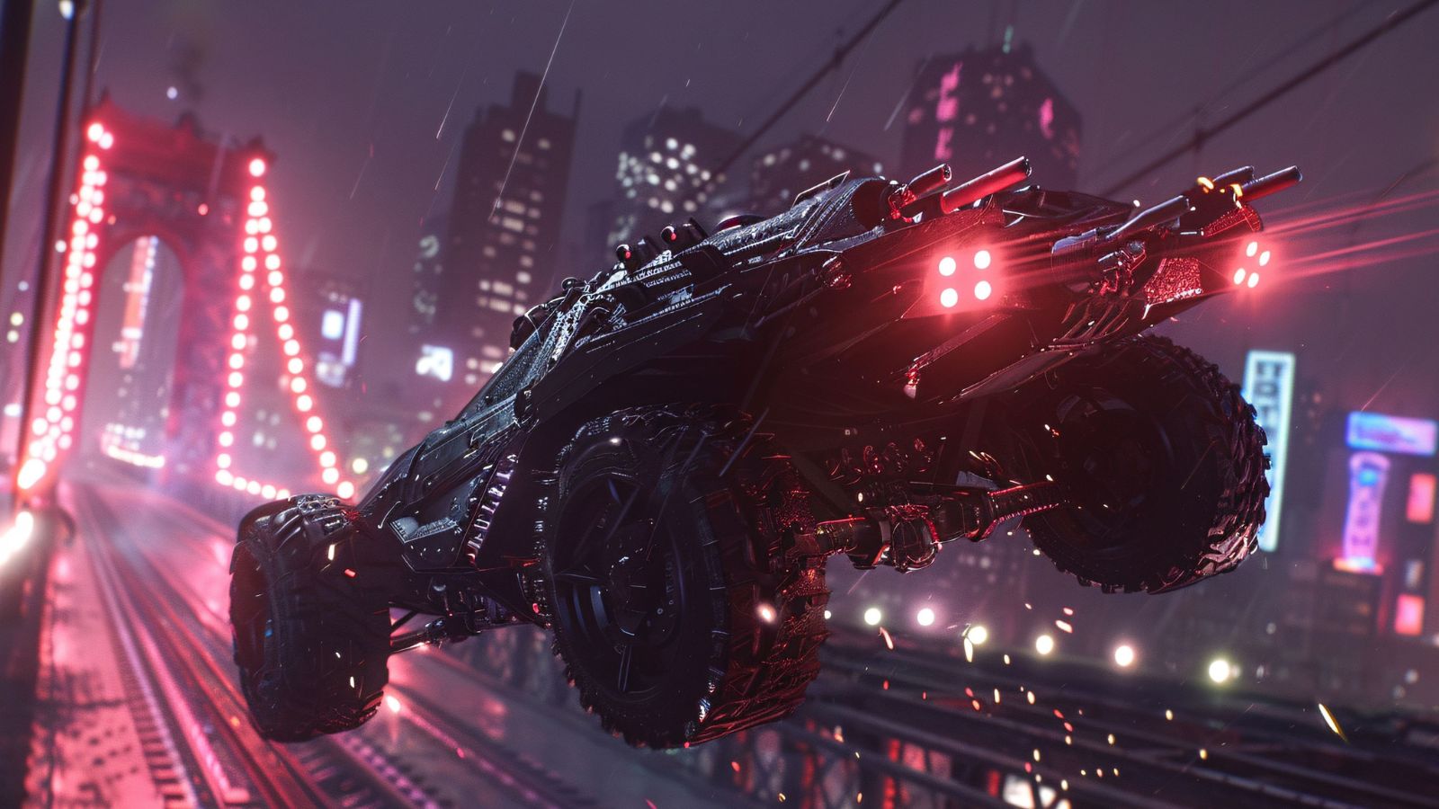 Carro conceito Batmobile com luzes de néon