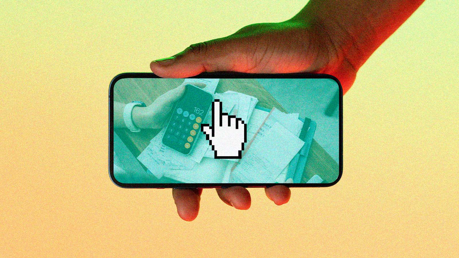 uso de tela/celular para resolver questões de finanças. matéria sobre pix automático