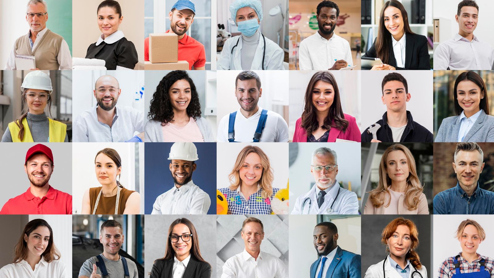 Foto de vários profissionais de diversas áreas