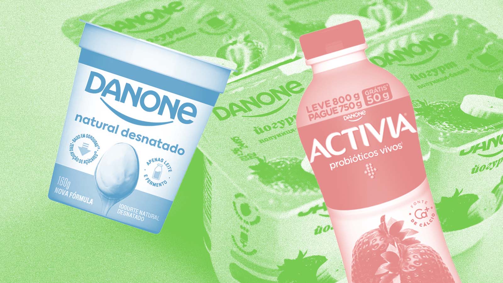 embalagens de iogurtes Danone e Activia