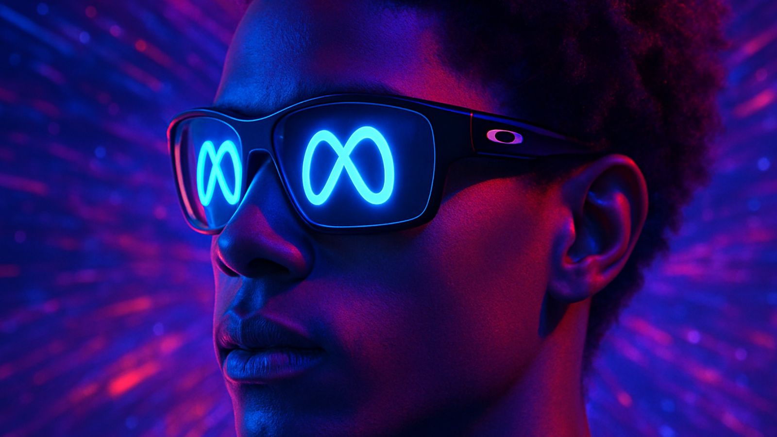 Rapaz com óculos da Meta e Oakley