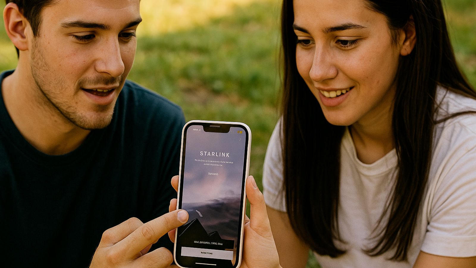 Jovens usando celular com o Starlink
