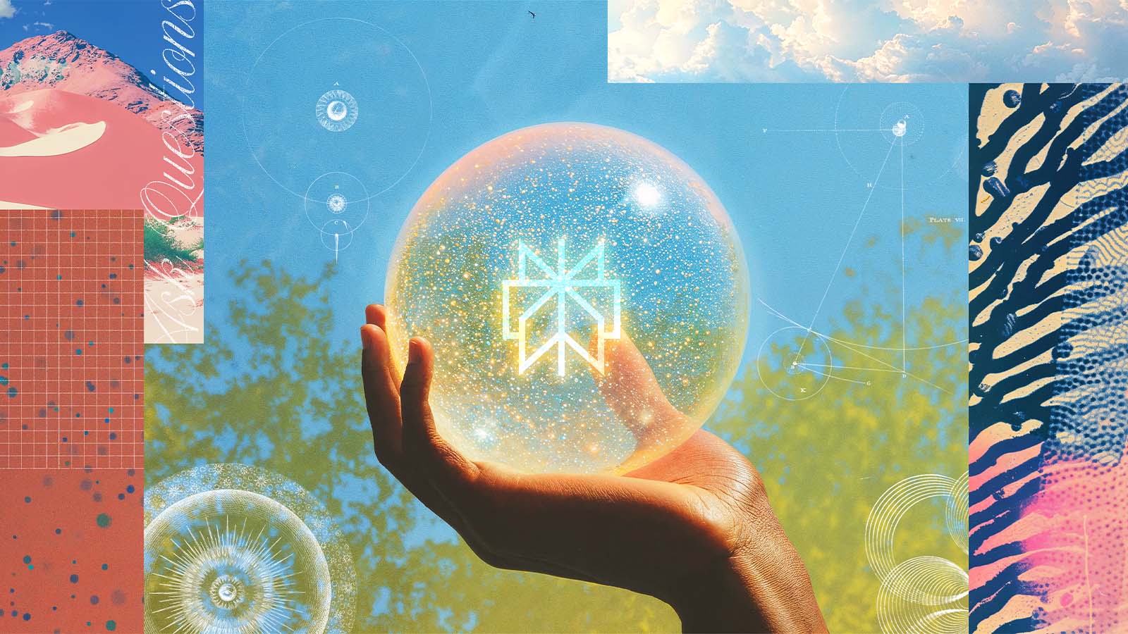 mão segura um globo transparente com o logotipo da IA Perplexity