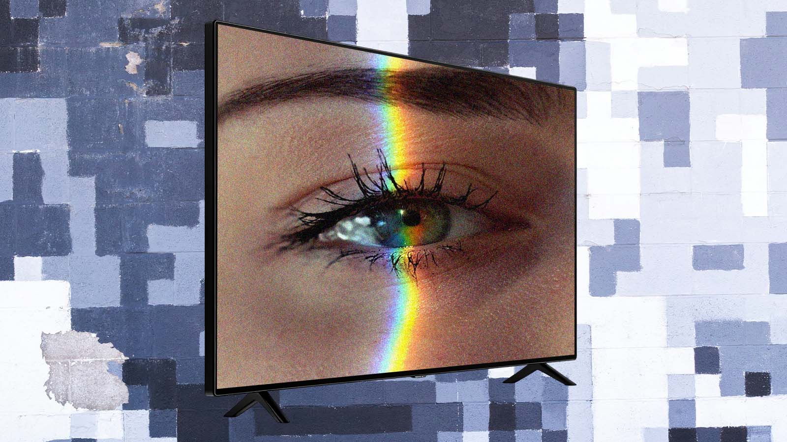 tela de TV reproduz um olho humano