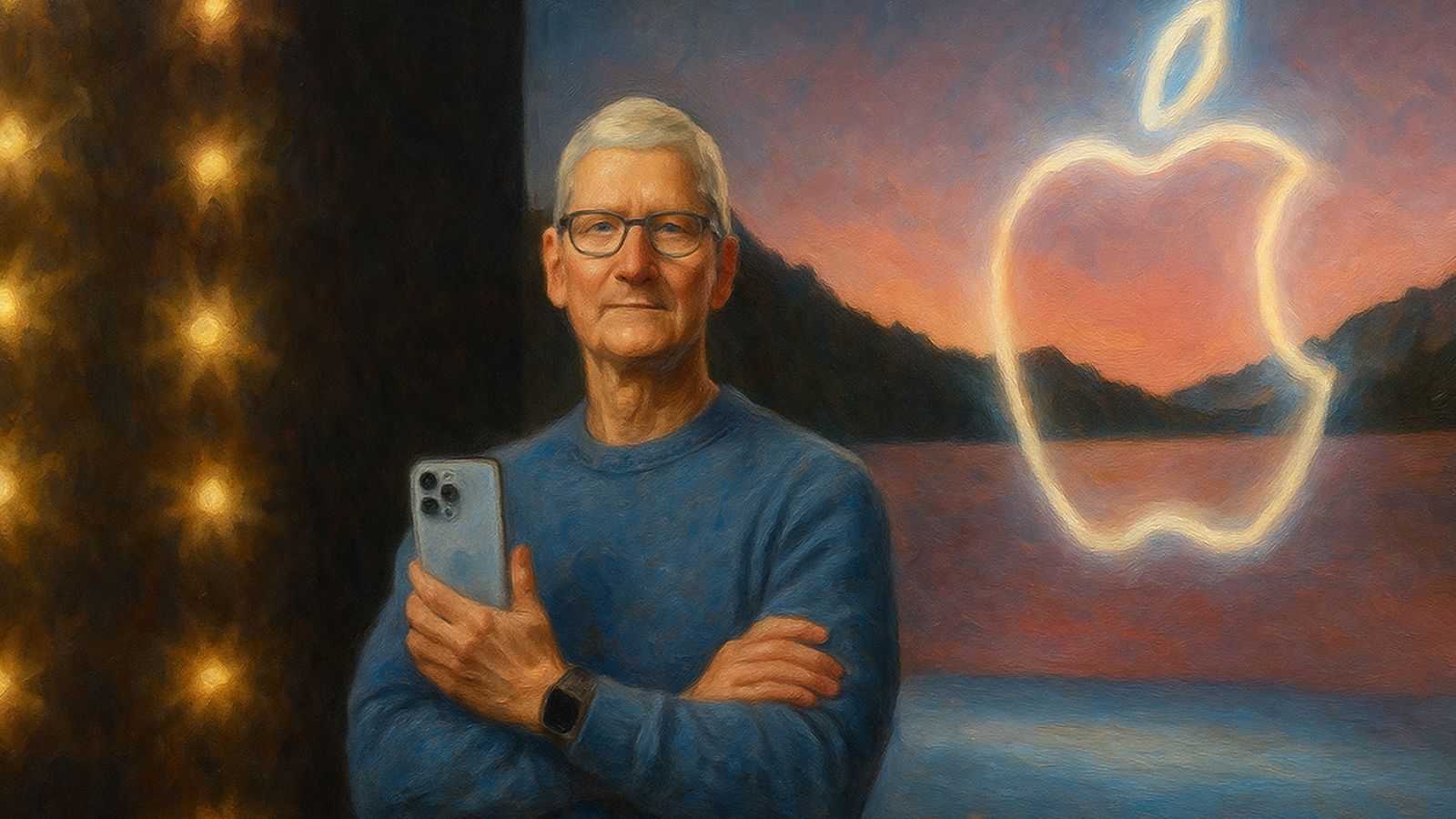 Tim Cook segurando iPhone