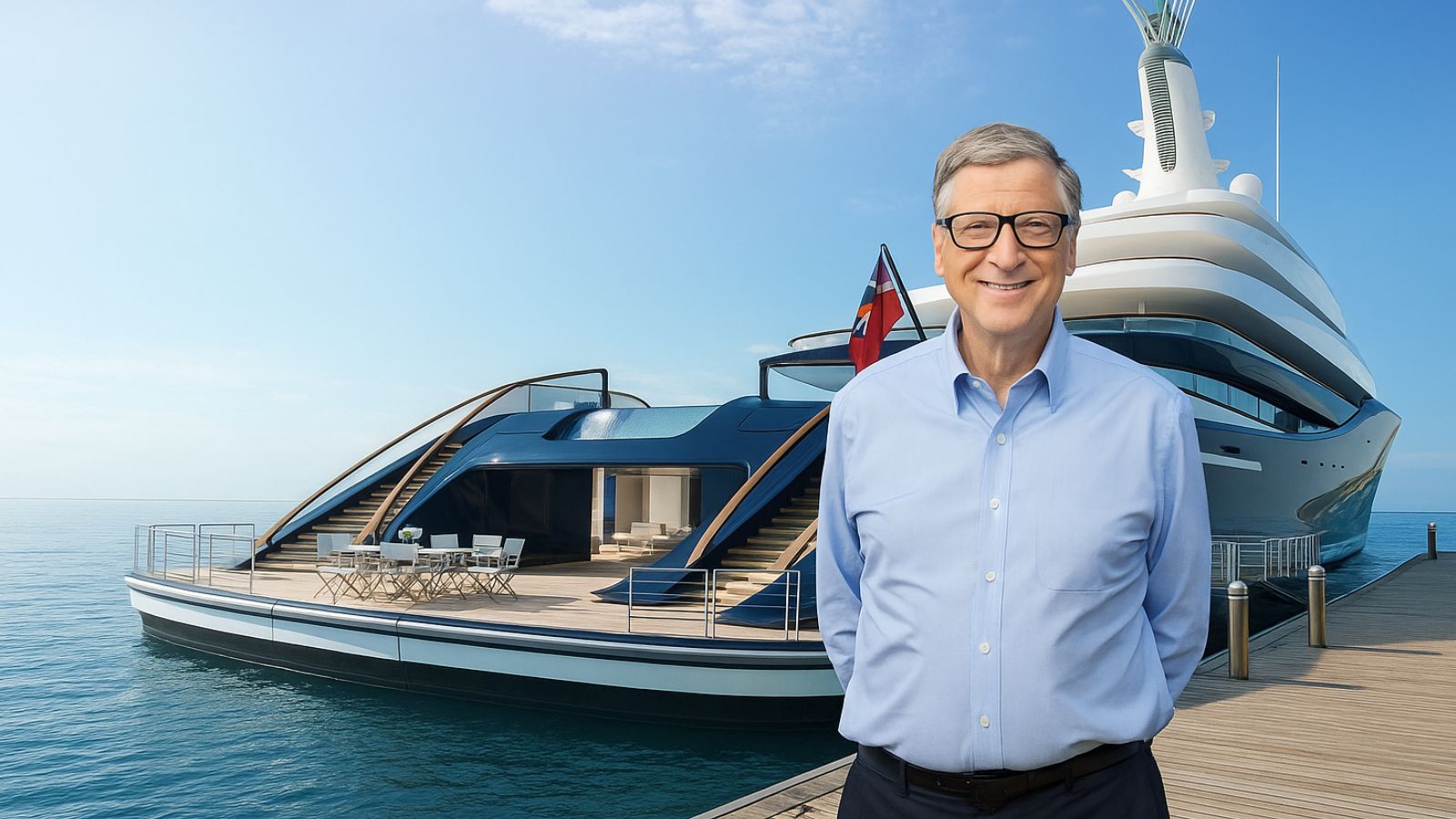 Bill Gates na frente de superiate