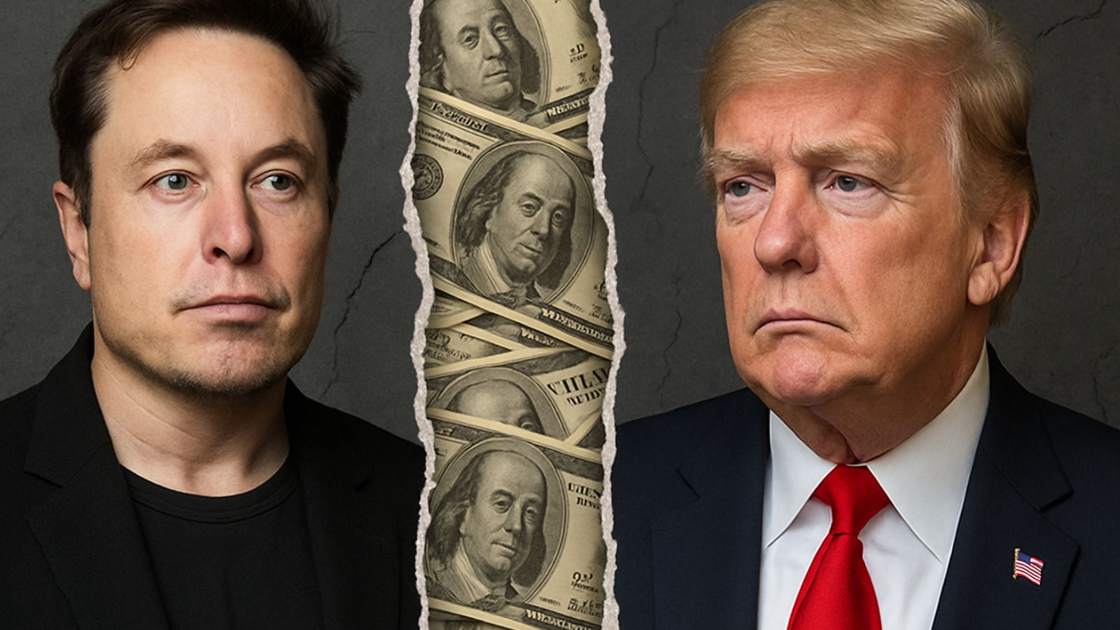 Elon Musk e Donald Trump divido por dólar