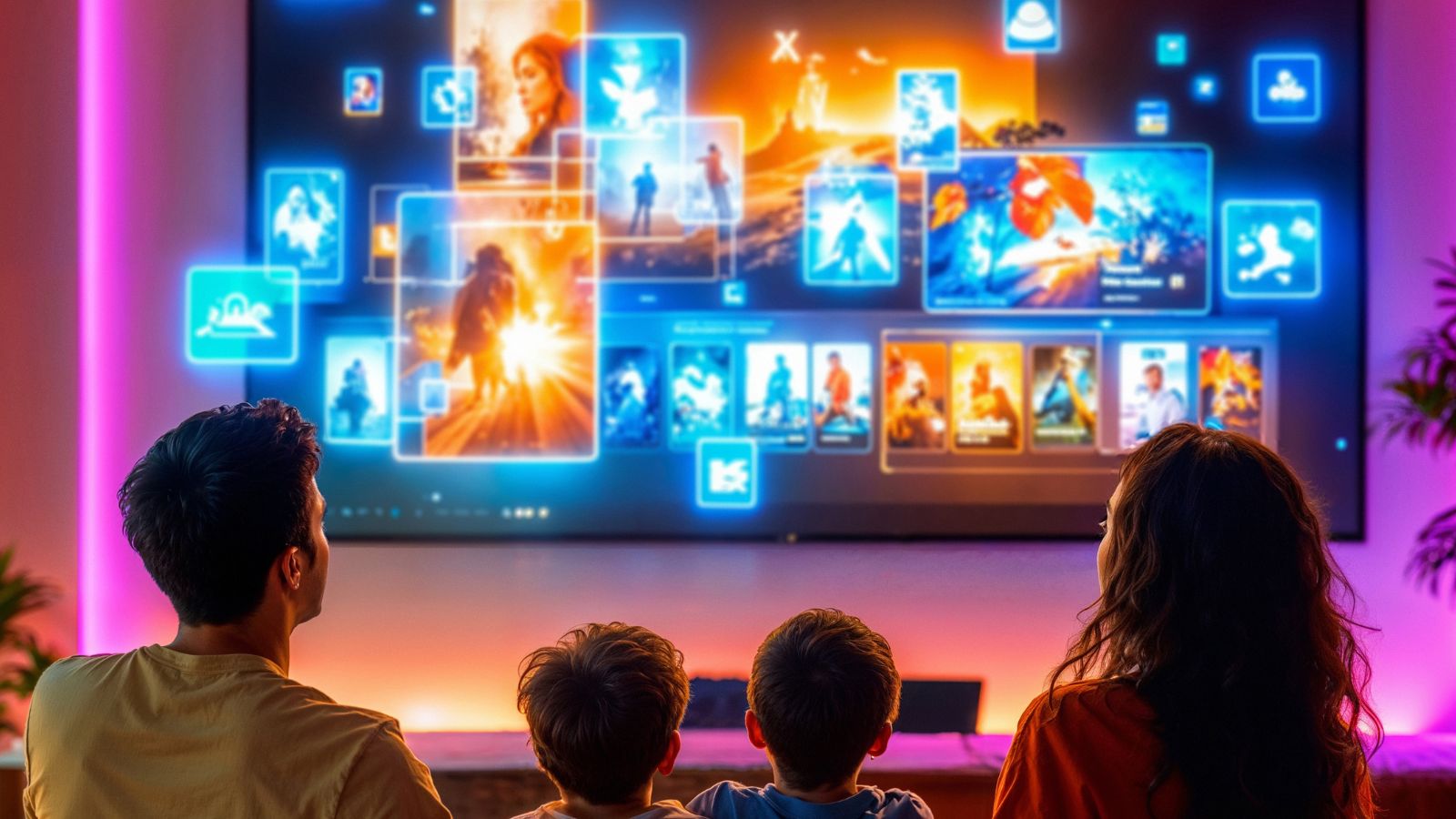 Família assistindo televisão