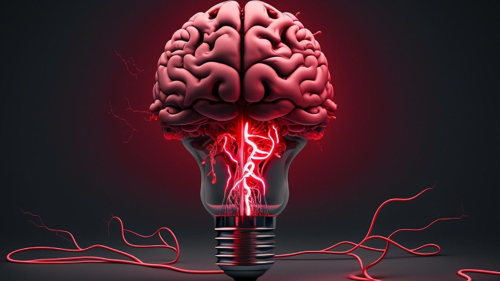 Cérebro em cima de lâmpada