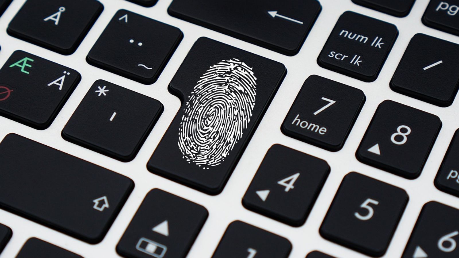 Digital em evidência em teclado de notebook