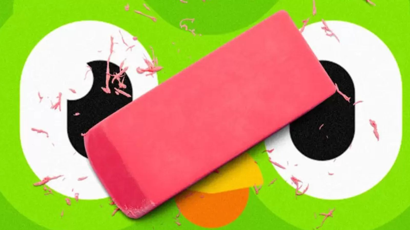 Coruja do Duolingo e borracha no rosto