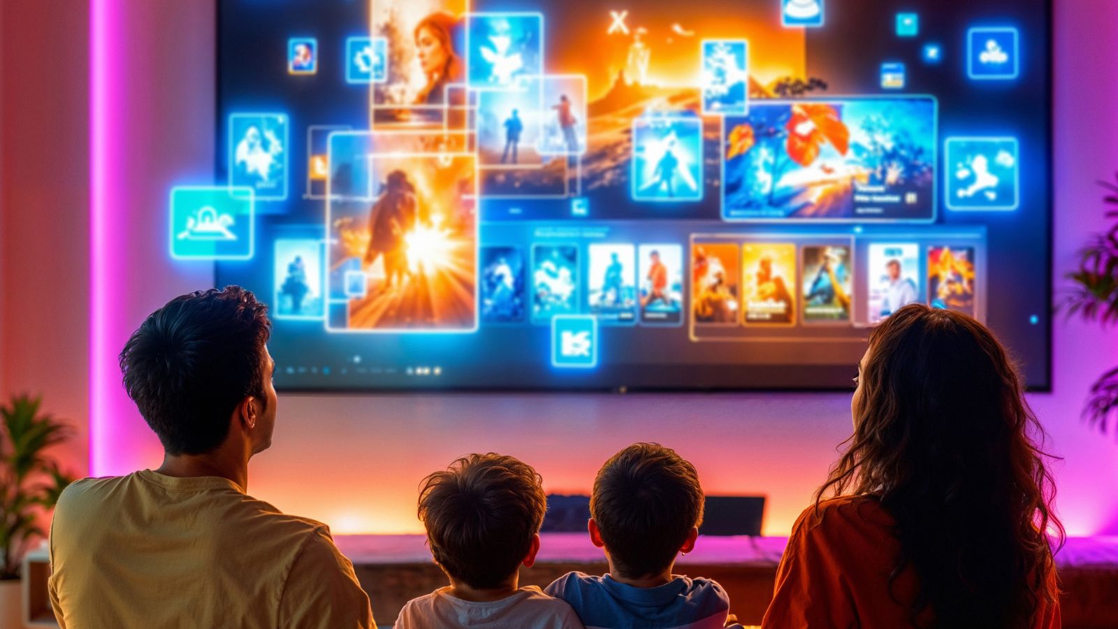 Família assistindo televisão