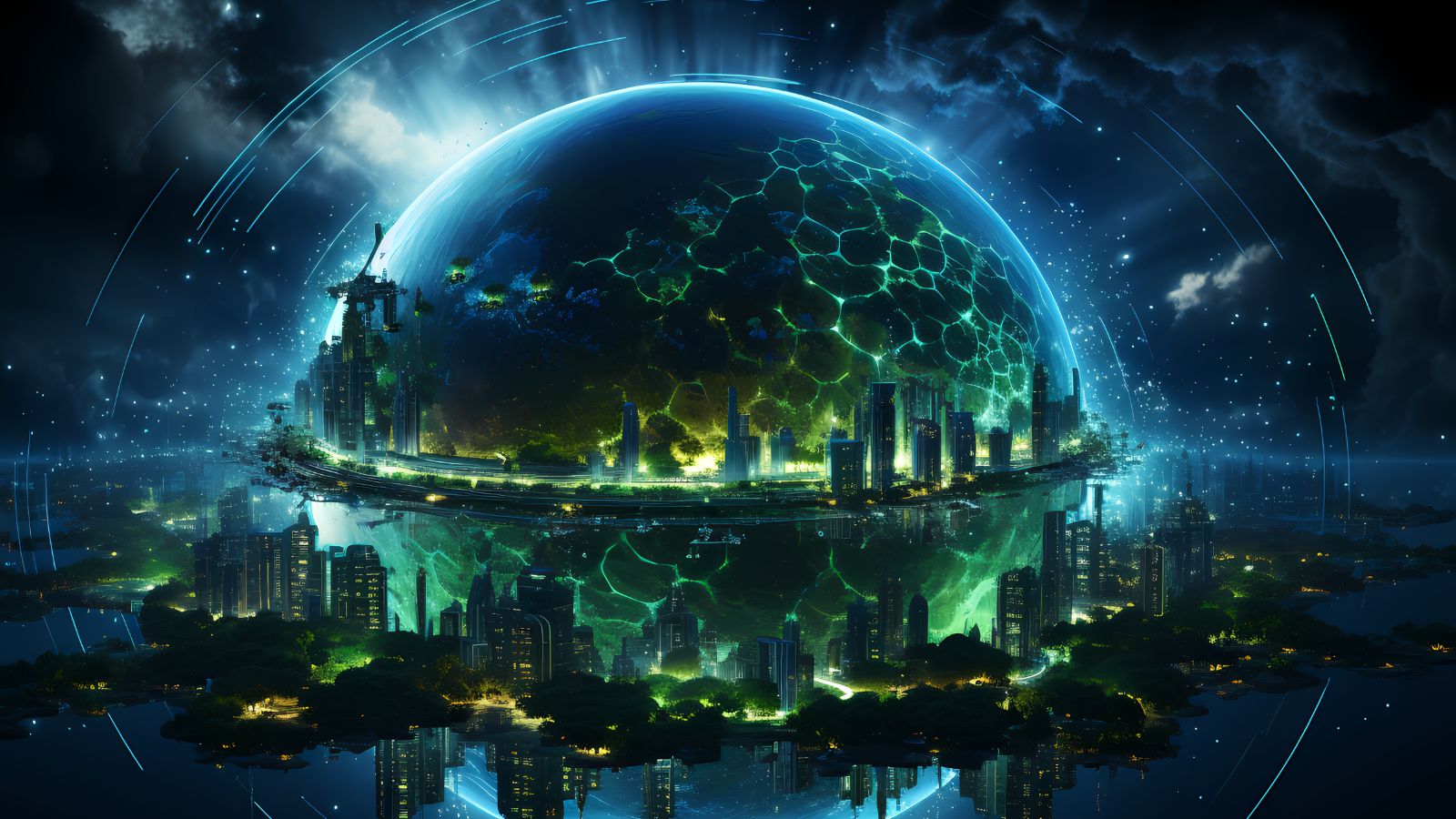 Planeta em destaque e luzes