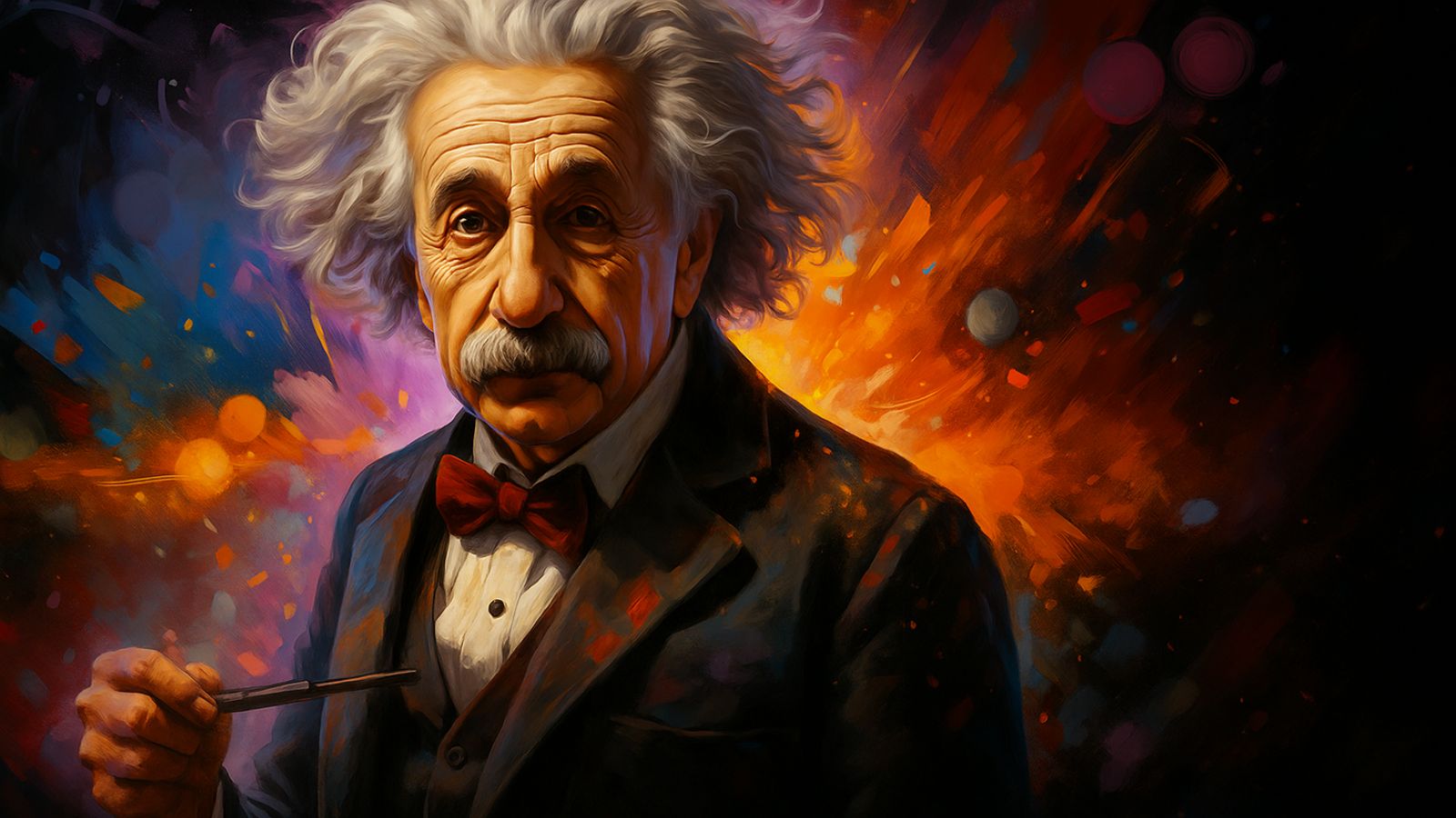 Albert Einstein em fundo colorido