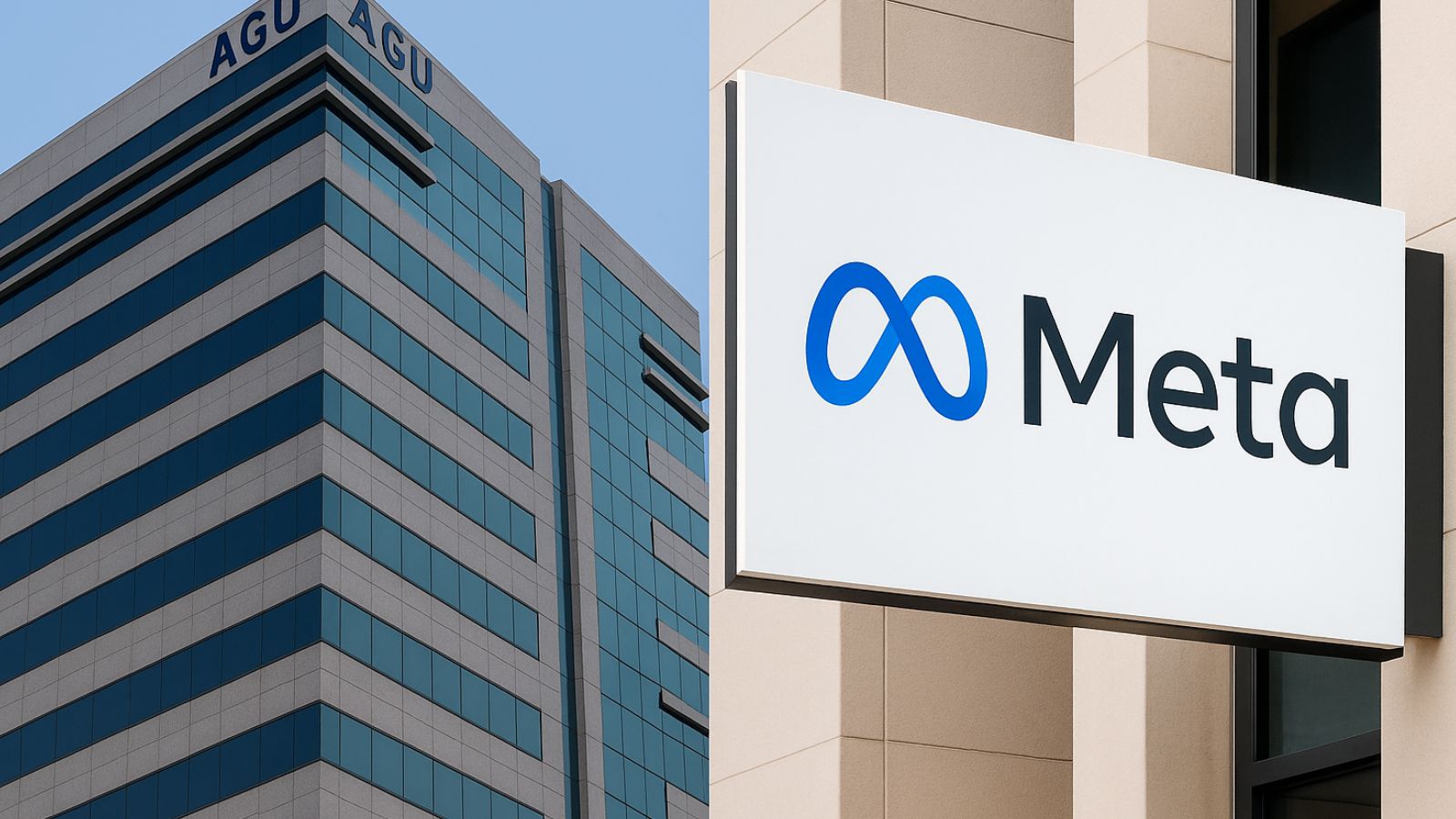 Prédio AGU e símbolo Meta